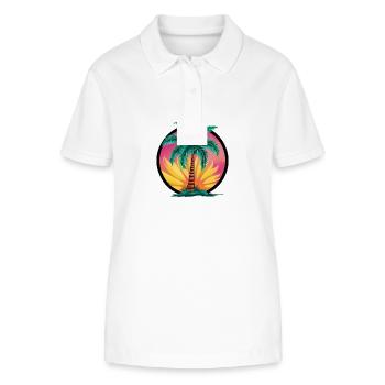 Tropische Palme bei Sonnenuntergang – Urlaubsmotiv - Stanley/Stella Frauen Bio-Poloshirt ELLISER - Weiß - Vorne - Anna (173cm)