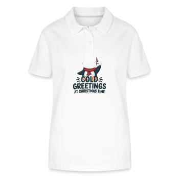 Kühle Grüße zur Weihnachtszeit – Pinguin - Stanley/Stella Frauen Bio-Poloshirt ELLISER - Weiß - Vorne - Anna (173cm)