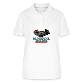 Old School Gamer – Retro Joystick - Stanley/Stella Women’s Organic Polo Shirt ELLISER - white - Front - Anna (173cm)