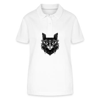 Katze Kopf - Stanley/Stella Frauen Bio-Poloshirt ELLISER - Weiß - Vorne - Anna (173cm)