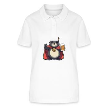 Seal Animal Beer Funny - Stanley/Stella Women’s Organic Polo Shirt ELLISER - white - Front - Anna (173cm)