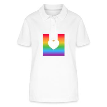 Regenbogen-Herz - Stanley/Stella Frauen Bio-Poloshirt ELLISER - Weiß - Vorne - Anna (173cm)