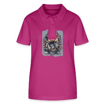 Skywise Moustaches Aviateur Animal Orange Gris Mignon - Polo bio ELLISER Stanley/Stella Femme - mauve orchidée - Devant - Luana (180cm)