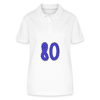 80. 80 JAHRE. 80. JAHRESTAG. 80-JÄHRIGES JUBILÄUM. - Stanley/Stella Frauen Bio-Poloshirt ELLISER - Weiß - Vorne - Anna (173cm)