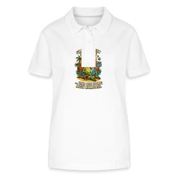 Grenouille sur la plage : Bong & Route 420 - Polo bio ELLISER Stanley/Stella Femme - blanc - Devant - Anna (173cm)