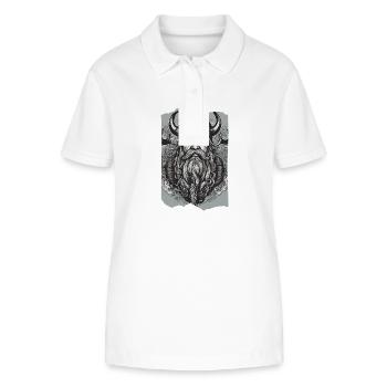Nordic Valor, Beard Horns Helmet Viking Character - Stanley/Stella Women’s Organic Polo Shirt ELLISER - white - Front - Anna (173cm)
