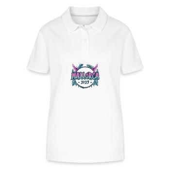 Mallorca 2025 Urlaub - Stanley/Stella Frauen Bio-Poloshirt ELLISER - Weiß - Vorne - Anna (173cm)