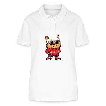 Pomeranian Dog Christmas Comic Cool - Stanley/Stella Women’s Organic Polo Shirt ELLISER - white - Front - Anna (173cm)