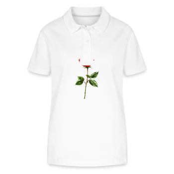 Fleur de rose Amour - Polo bio ELLISER Stanley/Stella Femme - blanc - Devant - Anna (173cm)