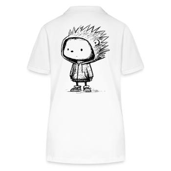 Kawaii Igel Cartoon Hoodie Skizze – süß & lustig - Stanley/Stella Frauen Bio-Poloshirt ELLISER - Weiß - Hinten - Anna (173cm)