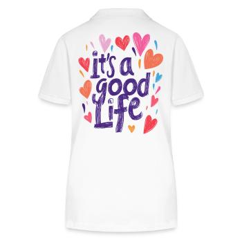 its a good life - Stanley/Stella Frauen Bio-Poloshirt ELLISER - Weiß - Hinten - Anna (173cm)