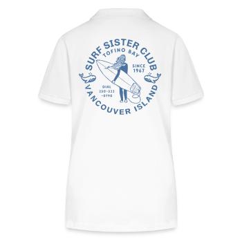 Surf sister club Île Vancouver - Polo bio ELLISER Stanley/Stella Femme - blanc - Dos - Anna (173cm)