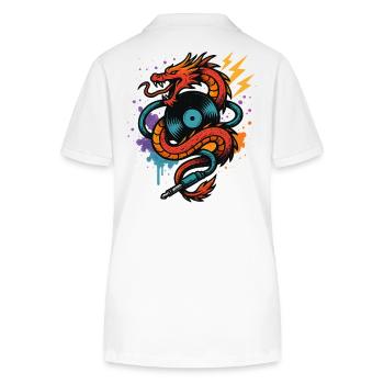 Musik Drache Mit Vinyl Platte Blitz Und Klinke - Stanley/Stella Frauen Bio-Poloshirt ELLISER - Weiß - Hinten - Anna (173cm)