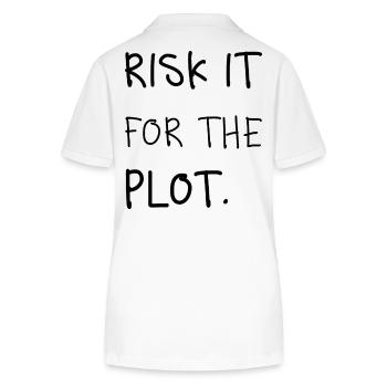 Risk It for the Plot – Handschrift - Stanley/Stella Frauen Bio-Poloshirt ELLISER - Weiß - Hinten - Anna (173cm)