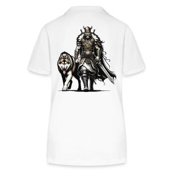 Ein Wikingerkrieger mit seinem wilden Wolf. - Stanley/Stella Frauen Bio-Poloshirt ELLISER - Weiß - Hinten - Anna (173cm)