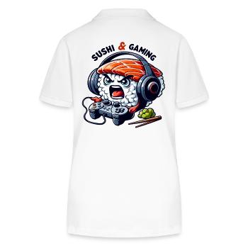 Sushi playing video games - Stanley/Stella Women’s Organic Polo Shirt ELLISER - white - Back - Anna (173cm)