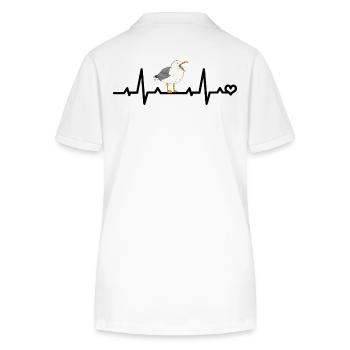 Mouette Fréquence cardiaque ECG Pouls Battement de cœur Oiseau d’amour - Polo bio ELLISER Stanley/Stella Femme - blanc - Dos - Anna (173cm)