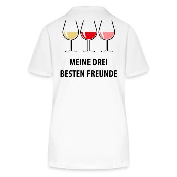 Meine Drei Besten Freunde (Wein Bauchig Offen) - Stanley/Stella Frauen Bio-Poloshirt ELLISER - Weiß - Hinten - Anna (173cm)