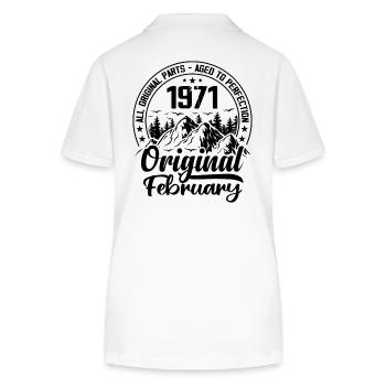 1971 Februar Original: 53 Jahre Geburtstagsgeschenk - Stanley/Stella Frauen Bio-Poloshirt ELLISER - Weiß - Hinten - Anna (173cm)
