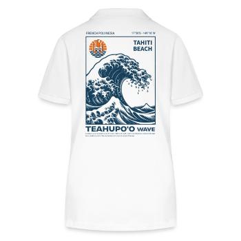 Vague Teahupo'o Tahiti Bleu Océan - Polo bio ELLISER Stanley/Stella Femme - blanc - Dos - Anna (173cm)
