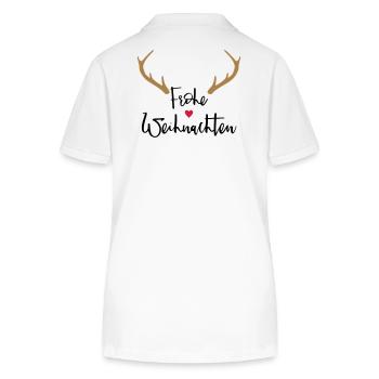 Merry Christmas Antlers Heart Nose Reindeer Moose - Stanley/Stella Women’s Organic Polo Shirt ELLISER - white - Back - Anna (173cm)