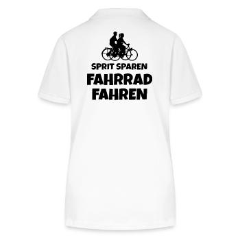 Sprit sparen - Fahrrad fahren Fahrradfahrer Spruch - Stanley/Stella Frauen Bio-Poloshirt ELLISER - Weiß - Hinten - Anna (173cm)