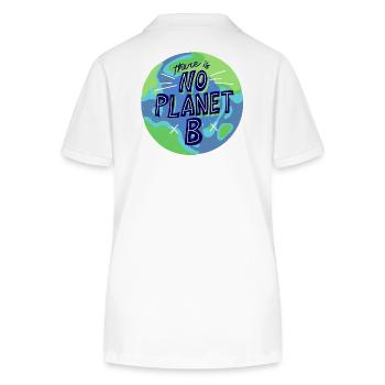 no planet B, mère nature, planète terre - Polo bio ELLISER Stanley/Stella Femme - blanc - Dos - Anna (173cm)