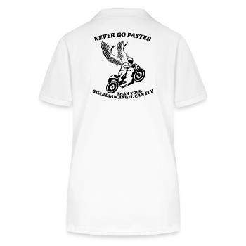 Never go faster than your guardian angel can fly - Stanley/Stella Women’s Organic Polo Shirt ELLISER - white - Back - Anna (173cm)