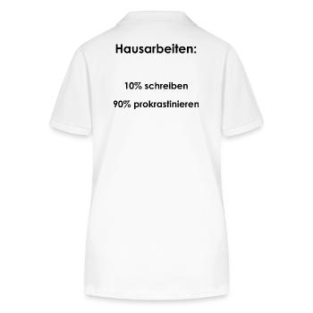 Unispruch "Hausarbeiten" Geschenk, Studenten - Stanley/Stella Frauen Bio-Poloshirt ELLISER - Weiß - Hinten - Anna (173cm)