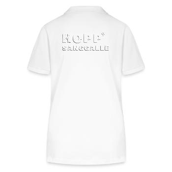 Hopp Sanggalle Kult-Spruch - embossed 3D - Stanley/Stella Frauen Bio-Poloshirt ELLISER - Weiß - Hinten - Anna (173cm)