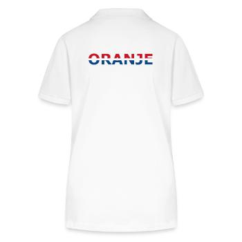 Orange in rot, weiß, blau - Stanley/Stella Frauen Bio-Poloshirt ELLISER - Weiß - Hinten - Anna (173cm)