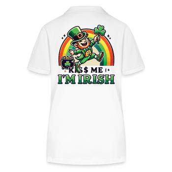 St. Patrick's Day Kiss Me I'm Irish - Stanley/Stella Women’s Organic Polo Shirt ELLISER - white - Back - Anna (173cm)
