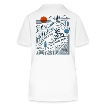 Bike Adventure Mountain Scenery Fun - Stanley/Stella Women’s Organic Polo Shirt ELLISER - white - Back - Anna (173cm)