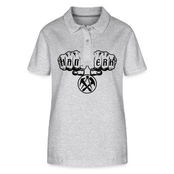 Dachdecker Faust Handwerk Beruf Profi Zunft Innung - Stanley/Stella Frauen Bio-Poloshirt ELLISER - Grau meliert - Vorne - Anna (173cm)