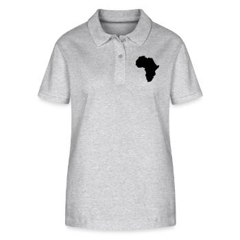 carte continent africain Afrique dessin Afro - Polo bio ELLISER Stanley/Stella Femme - gris chiné - Devant - Anna (173cm)