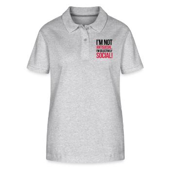 Antisocial - Stanley/Stella Frauen Bio-Poloshirt ELLISER - Grau meliert - Vorne - Anna (173cm)