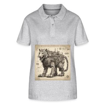 Blueprint / Sepia / Vintage / Retro / Robot - Stanley/Stella Women’s Organic Polo Shirt ELLISER - heather grey - Front - Anna (173cm)