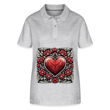Heart / Mother's Day / Love / Holidays / Love - Stanley/Stella Women’s Organic Polo Shirt ELLISER - heather grey - Front - Anna (173cm)