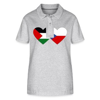 Palestine Czech Republic Flag Heart - Stanley/Stella Women’s Organic Polo Shirt ELLISER - heather grey - Front - Anna (173cm)