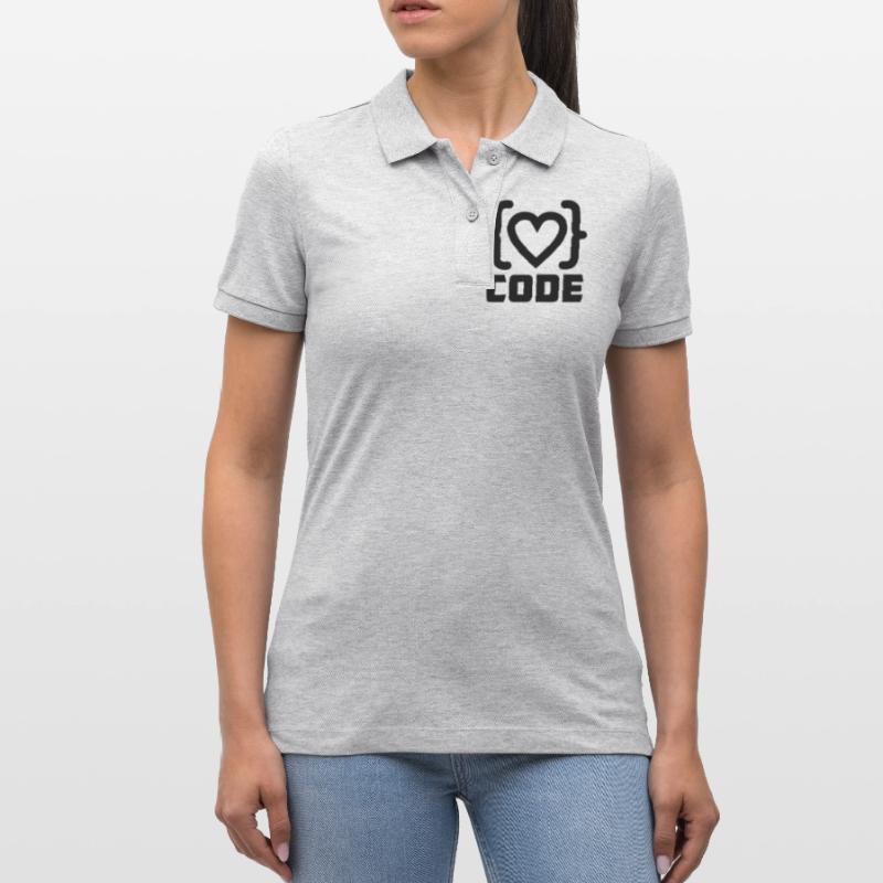 Heart programmer code logo with text CODE Stanley/Stella Women’s Organic Polo Shirt ELLISER