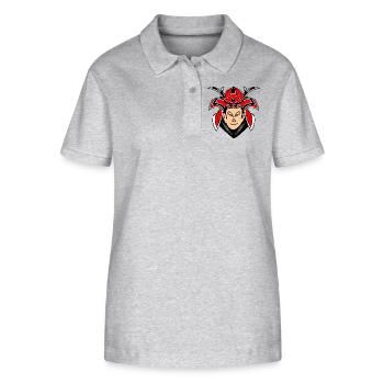 Samurai mit Helmdesign - Stanley/Stella Frauen Bio-Poloshirt ELLISER - Grau meliert - Vorne - Anna (173cm)