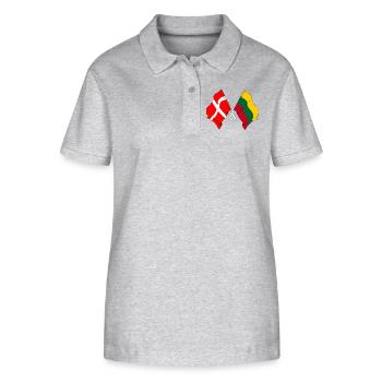Flagge Dänemark, Flagge Litauen - Stanley/Stella Frauen Bio-Poloshirt ELLISER - Grau meliert - Vorne - Anna (173cm)