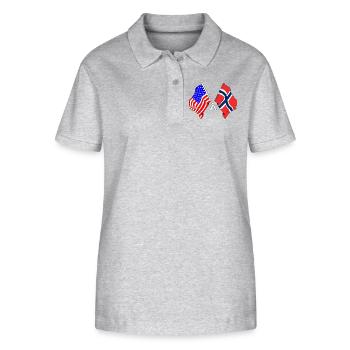 Flag USA, Flag Norway - Stanley/Stella Women’s Organic Polo Shirt ELLISER - heather grey - Front - Anna (173cm)