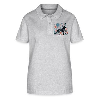 Floraler Wolf - Stanley/Stella Frauen Bio-Poloshirt ELLISER - Grau meliert - Vorne - Anna (173cm)