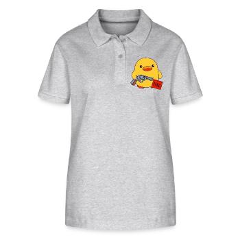 Lustige dicke Baby Ente mit Spielzeugpistole Peng - Stanley/Stella Frauen Bio-Poloshirt ELLISER - Grau meliert - Vorne - Anna (173cm)