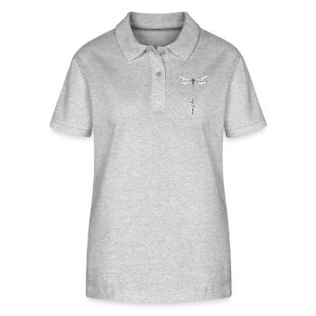 Dragonfly with lettering Closeness to nature - Stanley/Stella Women’s Organic Polo Shirt ELLISER - heather grey - Front - Anna (173cm)