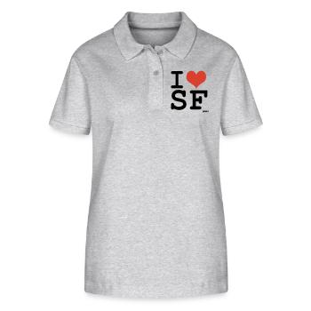 i love SF - Stanley/Stella Women’s Organic Polo Shirt ELLISER - heather grey - Front - Anna (173cm)