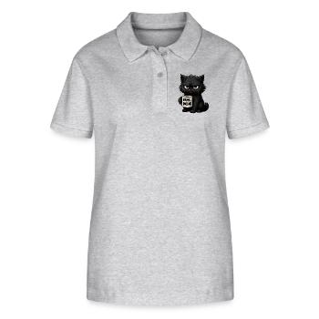 Chat Grognon Drôle Uh Nope Humour Introverti Noir - Stanley/Stella Frauen Bio-Poloshirt ELLISER - Grau meliert - Vorne - Anna (173cm)