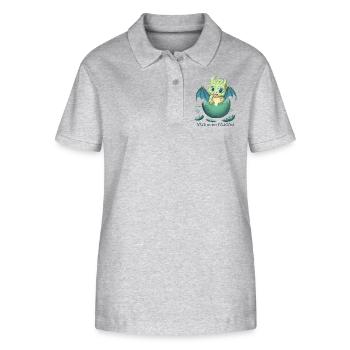 Baby Dragon 2024, Anime Kawaii, Jahr des Drachen - Stanley/Stella Frauen Bio-Poloshirt ELLISER - Grau meliert - Vorne - Anna (173cm)