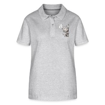 Peek-A-Boo Nilpferd I Flusspferd I Hippotamus - Stanley/Stella Frauen Bio-Poloshirt ELLISER - Grau meliert - Vorne - Anna (173cm)